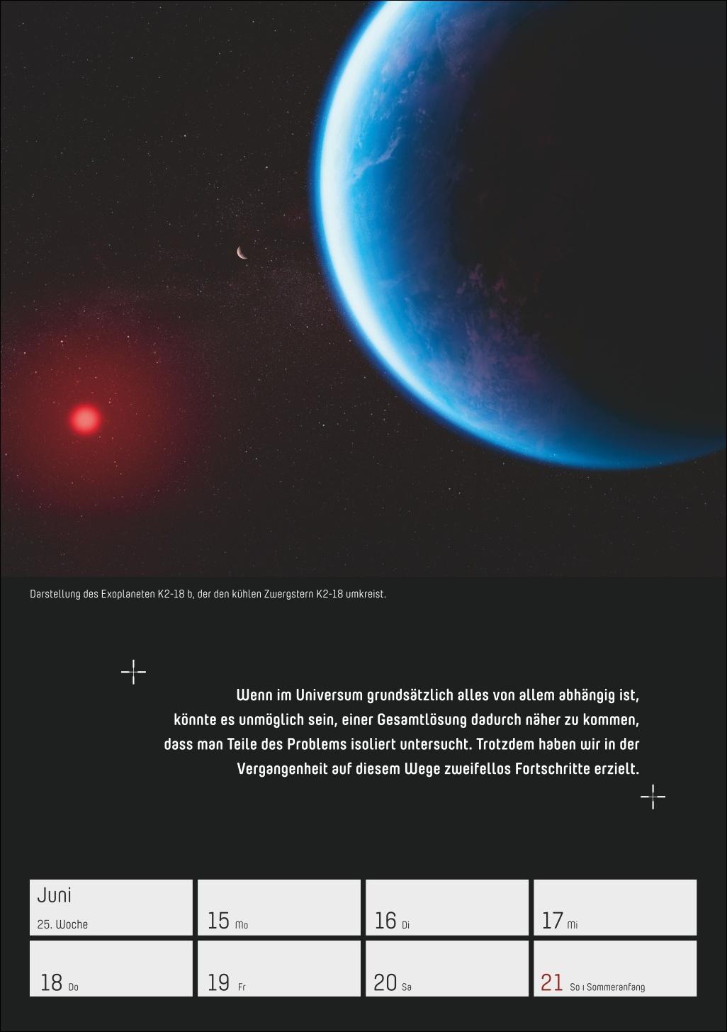 Beispielinhalt (Bild) Stephen Hawking - Universum Wochenplaner 2026 - 53 faszinierende Bilder und Zitate