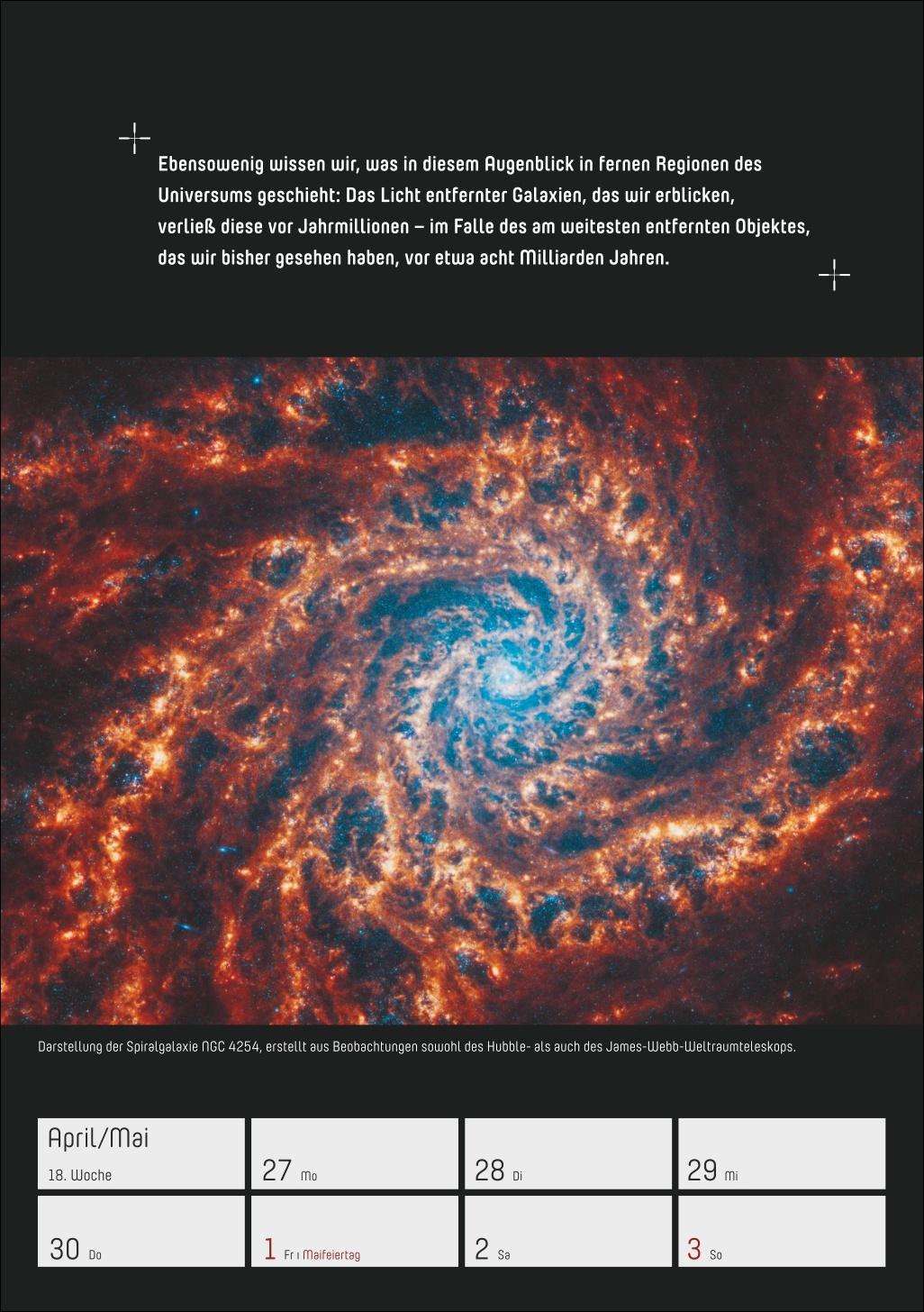 Beispielinhalt (Bild) Stephen Hawking - Universum Wochenplaner 2026 - 53 faszinierende Bilder und Zitate