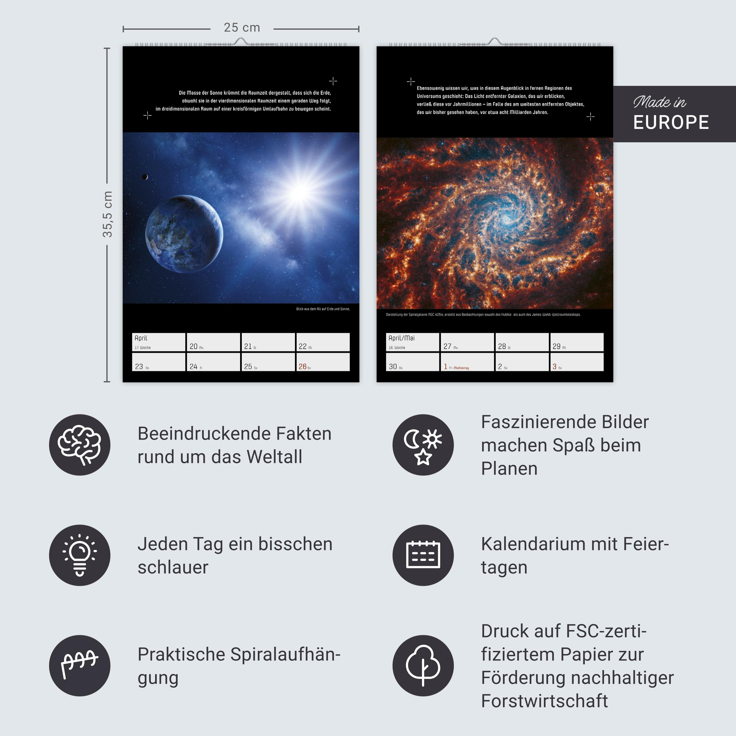 Beispielinhalt (Bild) Stephen Hawking - Universum Wochenplaner 2026 - 53 faszinierende Bilder und Zitate