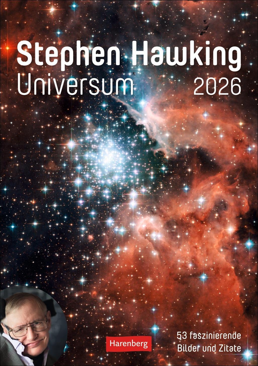 Vorderes Coverbild Stephen Hawking - Universum Wochenplaner 2026 - 53 faszinierende Bilder und Zitate