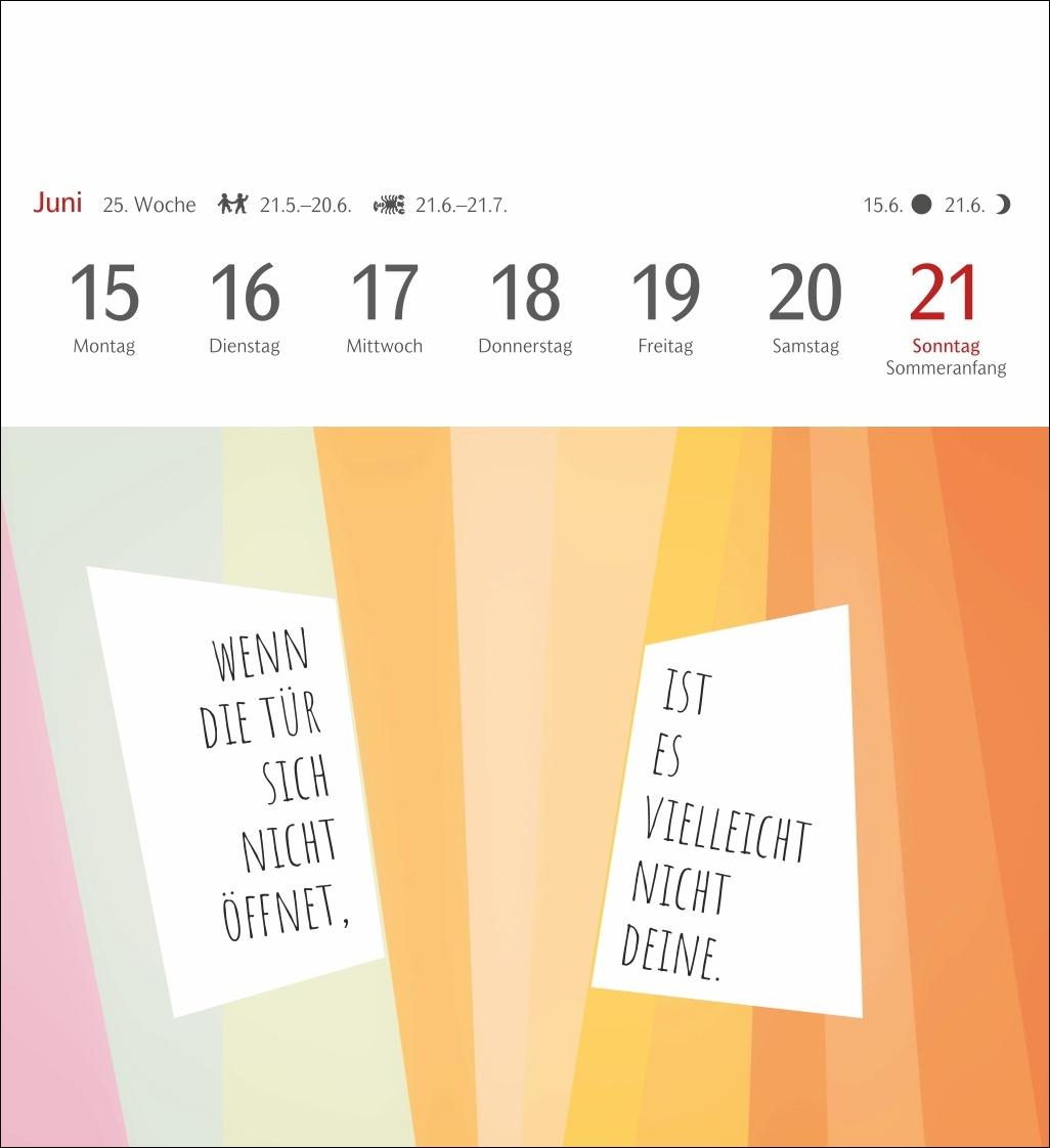 Beispielinhalt (Bild) Positive-Sprüche-Kalender Postkartenkalender 2026 - Mit 53 Postkarten