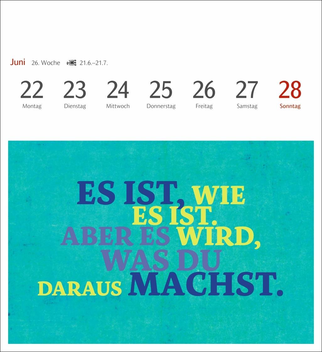 Beispielinhalt (Bild) Positive-Sprüche-Kalender Postkartenkalender 2026 - Mit 53 Postkarten