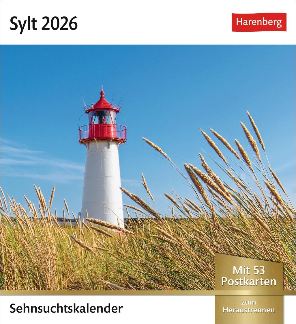 Vorderes Coverbild Sylt Sehnsuchtskalender 2026 - Wochenkalender mit 53 Postkarten