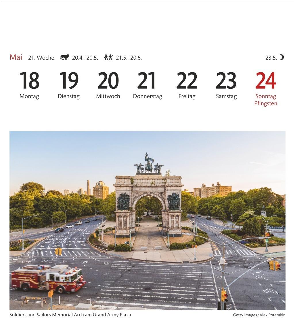 Beispielinhalt (Bild) New York Sehnsuchtskalender 2026 - Wochenkalender mit 53 Postkarten