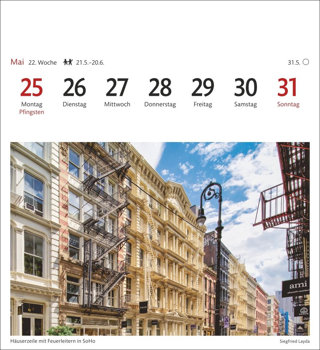 Beispielinhalt (Bild) New York Sehnsuchtskalender 2026 - Wochenkalender mit 53 Postkarten