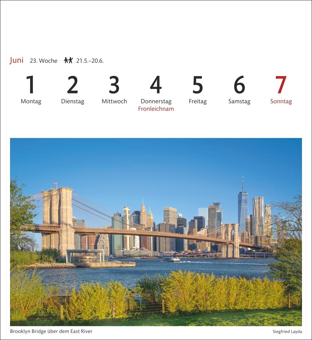 Beispielinhalt (Bild) New York Sehnsuchtskalender 2026 - Wochenkalender mit 53 Postkarten