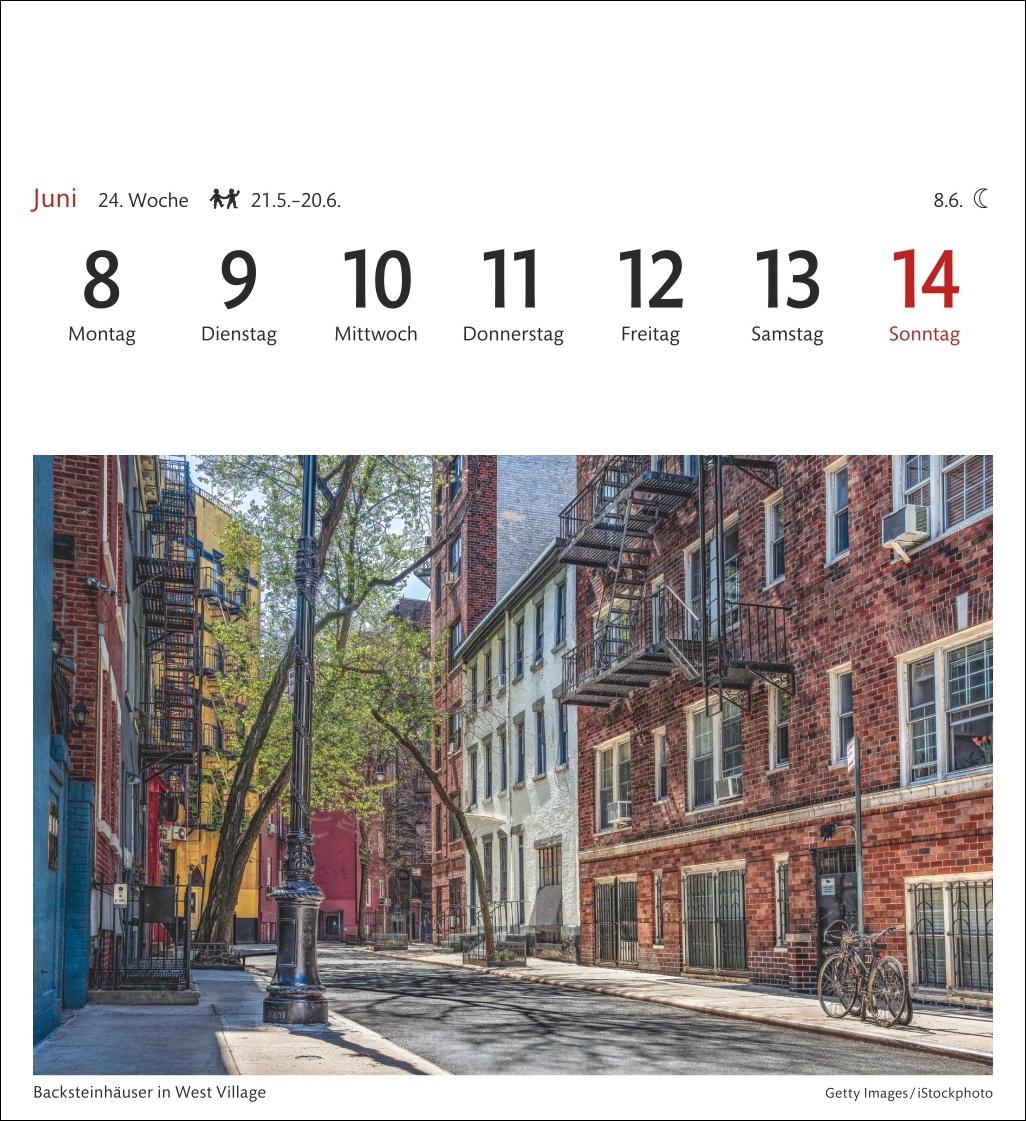 Beispielinhalt (Bild) New York Sehnsuchtskalender 2026 - Wochenkalender mit 53 Postkarten