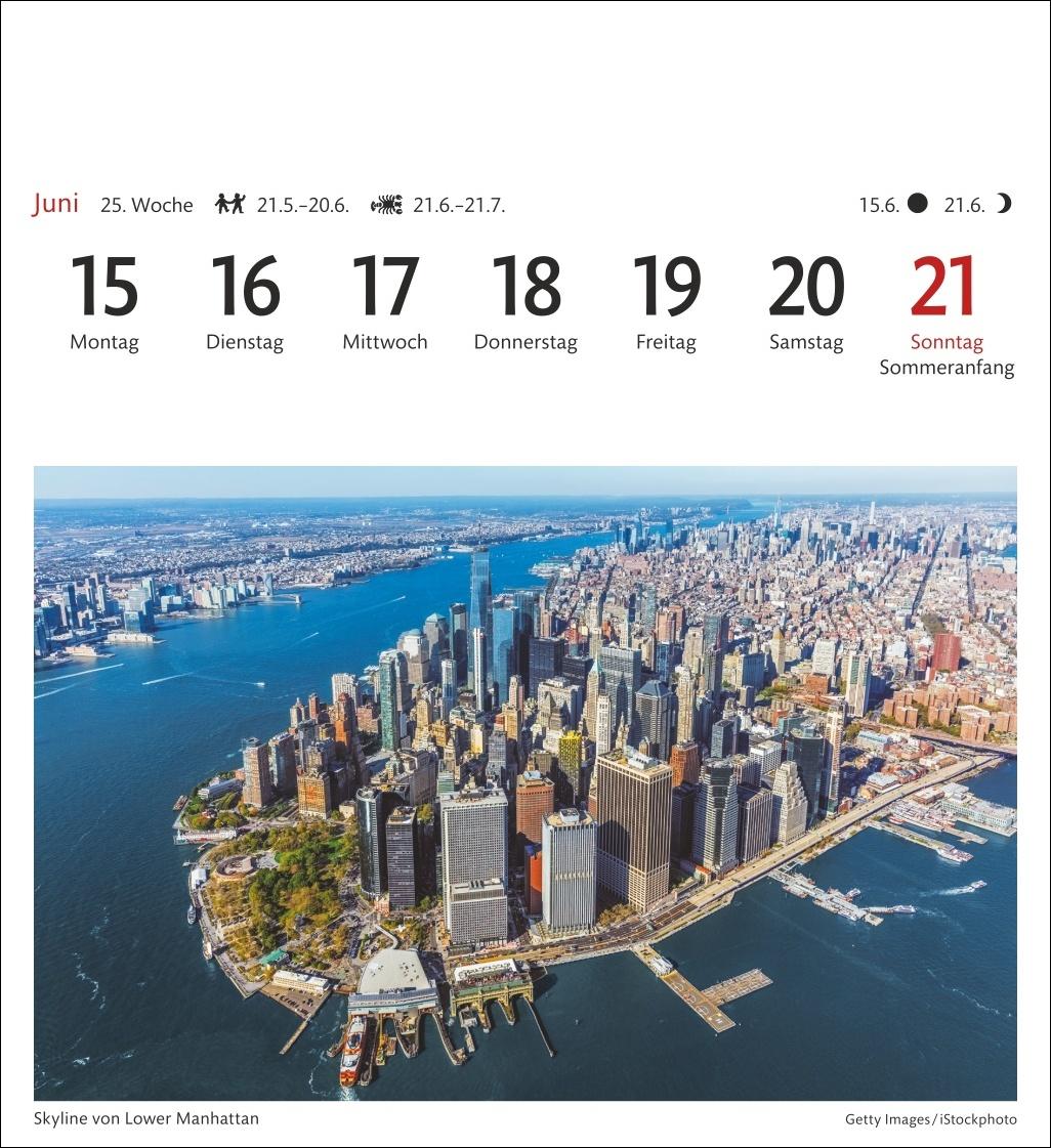 Beispielinhalt (Bild) New York Sehnsuchtskalender 2026 - Wochenkalender mit 53 Postkarten