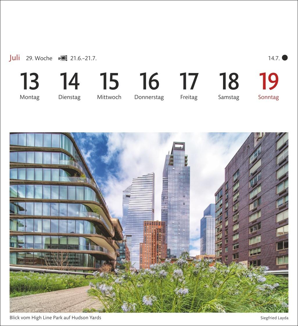 Beispielinhalt (Bild) New York Sehnsuchtskalender 2026 - Wochenkalender mit 53 Postkarten