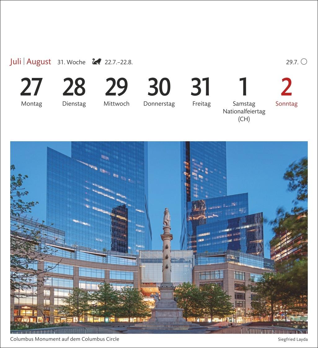 Beispielinhalt (Bild) New York Sehnsuchtskalender 2026 - Wochenkalender mit 53 Postkarten