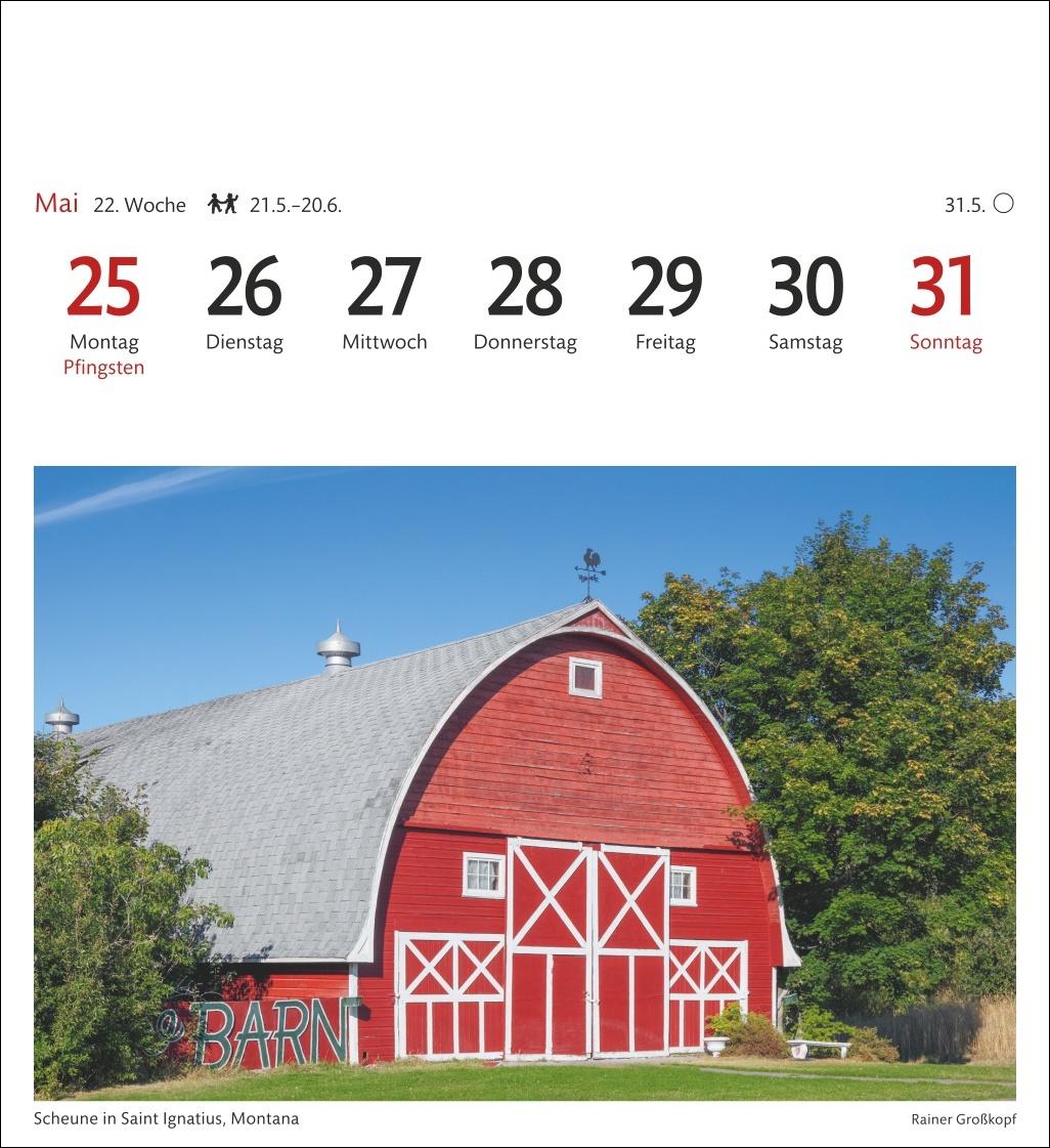 Beispielinhalt (Bild) USA Sehnsuchtskalender 2026 - Wochenkalender mit 53 Postkarten