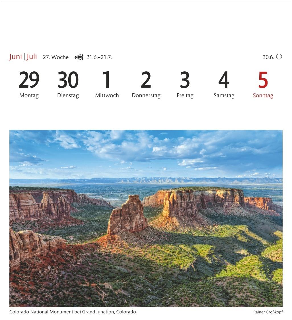 Beispielinhalt (Bild) USA Sehnsuchtskalender 2026 - Wochenkalender mit 53 Postkarten