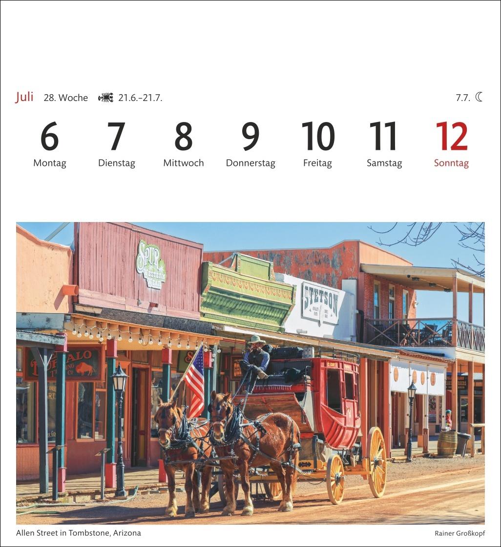 Beispielinhalt (Bild) USA Sehnsuchtskalender 2026 - Wochenkalender mit 53 Postkarten