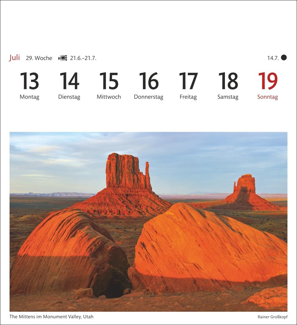 Beispielinhalt (Bild) USA Sehnsuchtskalender 2026 - Wochenkalender mit 53 Postkarten