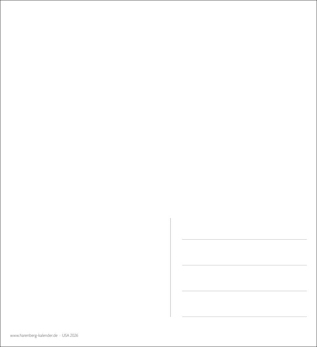 Beispielinhalt (Bild) USA Sehnsuchtskalender 2026 - Wochenkalender mit 53 Postkarten