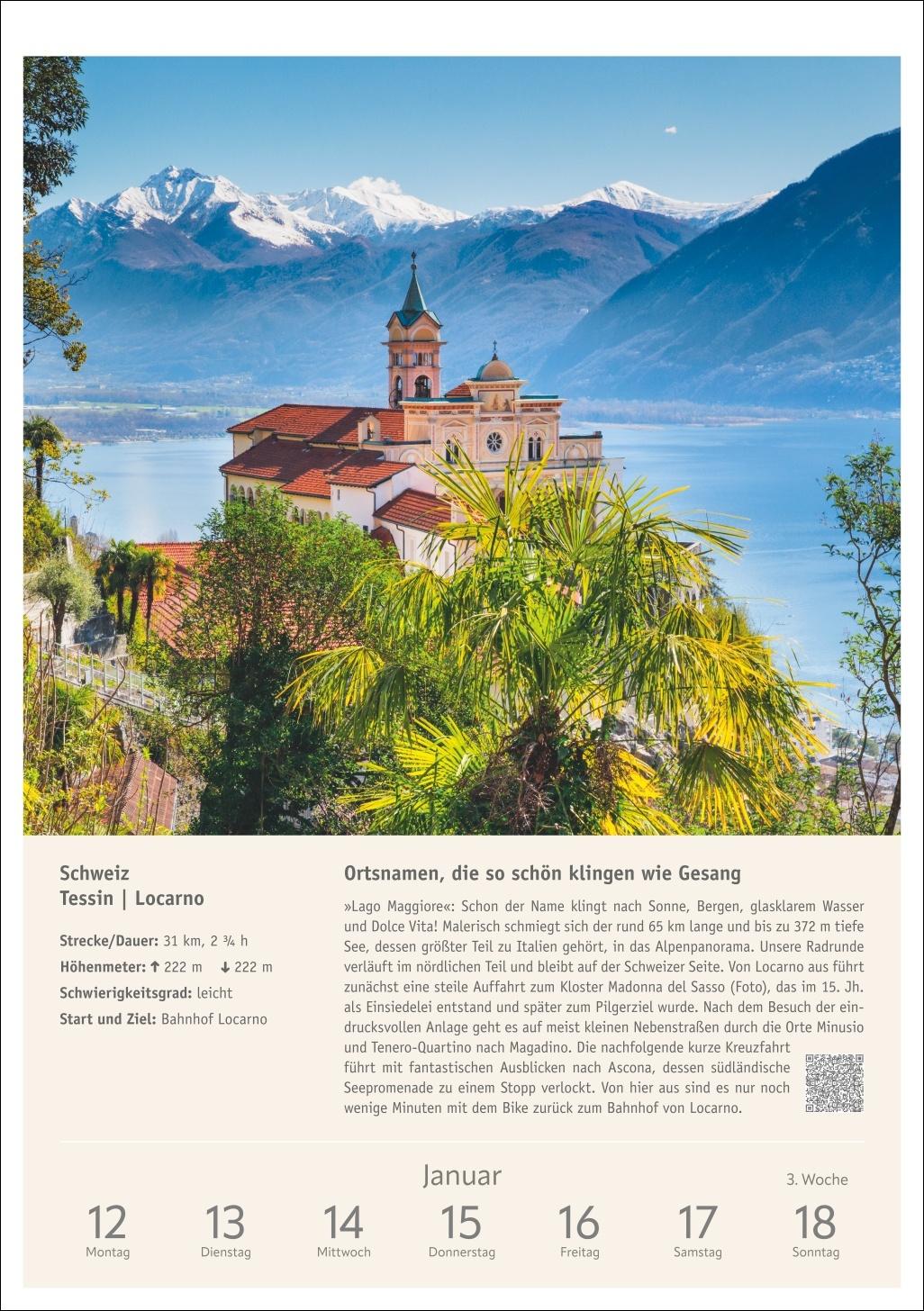 Beispielinhalt (Bild) Radwanderlust Wochen-Kulturkalender 2026 - 53 Touren von Rügen bis Südtirol