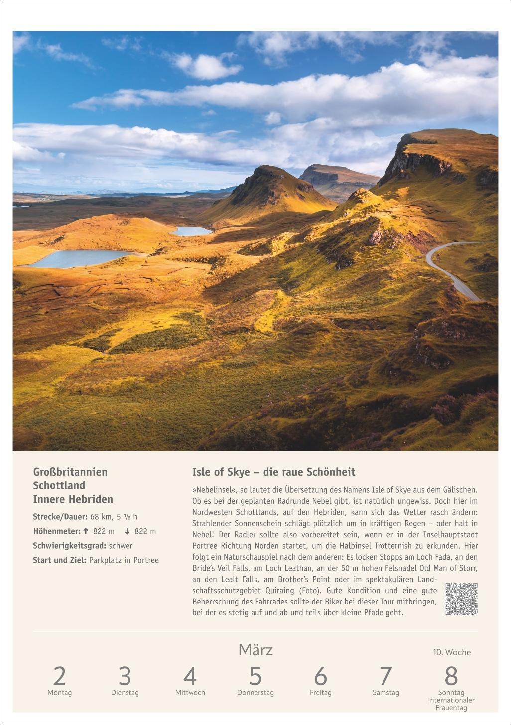 Beispielinhalt (Bild) Radwanderlust Wochen-Kulturkalender 2026 - 53 Touren von Rügen bis Südtirol