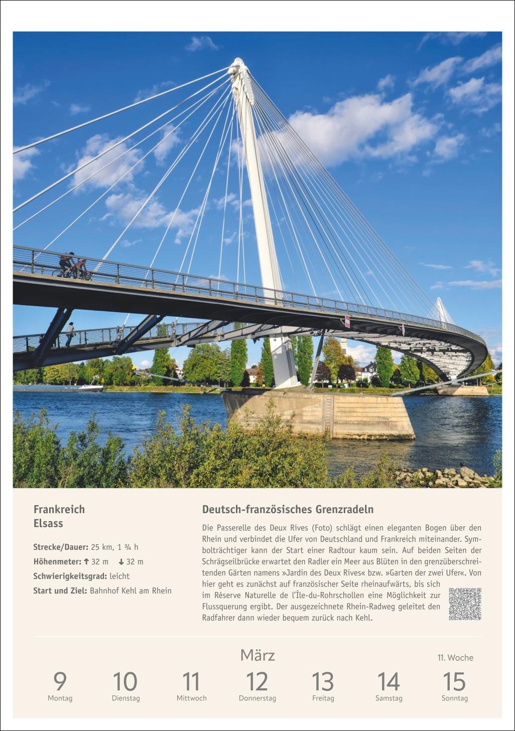 Beispielinhalt (Bild) Radwanderlust Wochen-Kulturkalender 2026 - 53 Touren von Rügen bis Südtirol