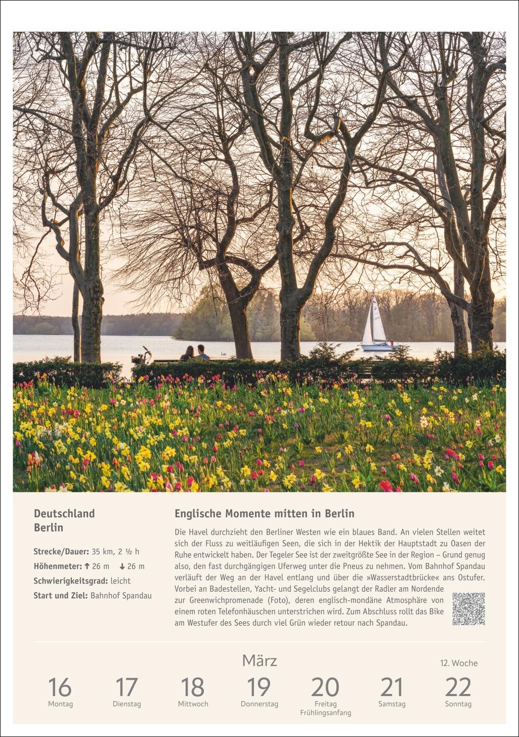 Beispielinhalt (Bild) Radwanderlust Wochen-Kulturkalender 2026 - 53 Touren von Rügen bis Südtirol