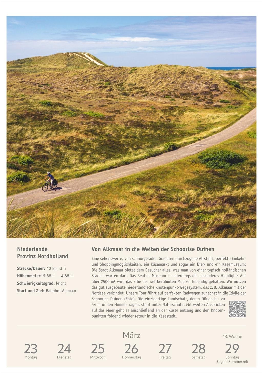 Beispielinhalt (Bild) Radwanderlust Wochen-Kulturkalender 2026 - 53 Touren von Rügen bis Südtirol