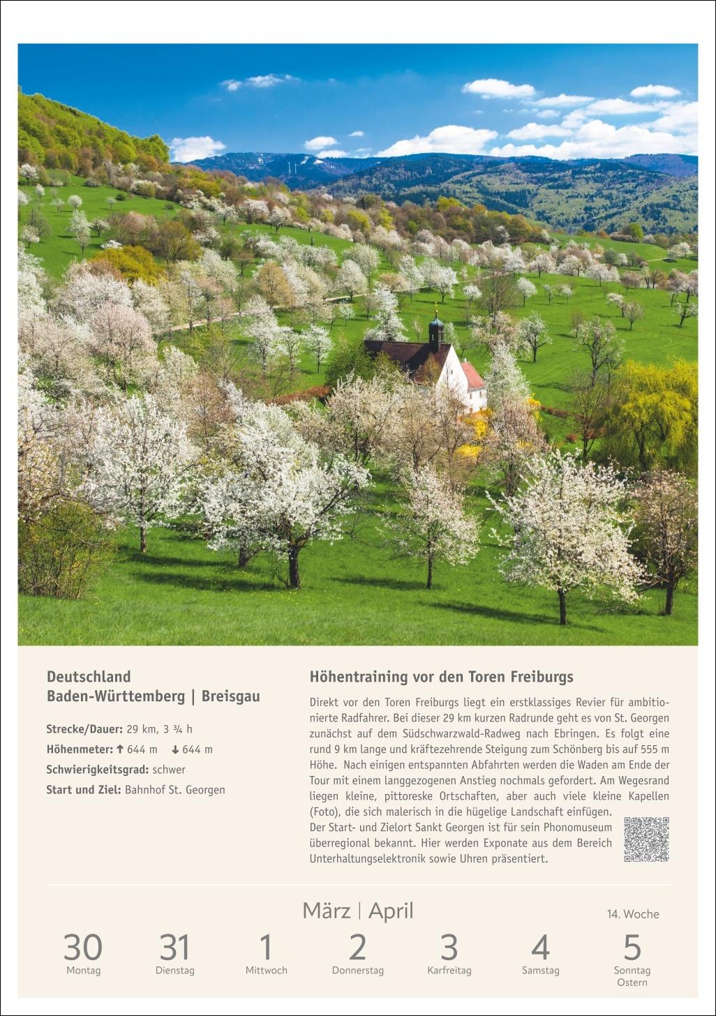 Beispielinhalt (Bild) Radwanderlust Wochen-Kulturkalender 2026 - 53 Touren von Rügen bis Südtirol