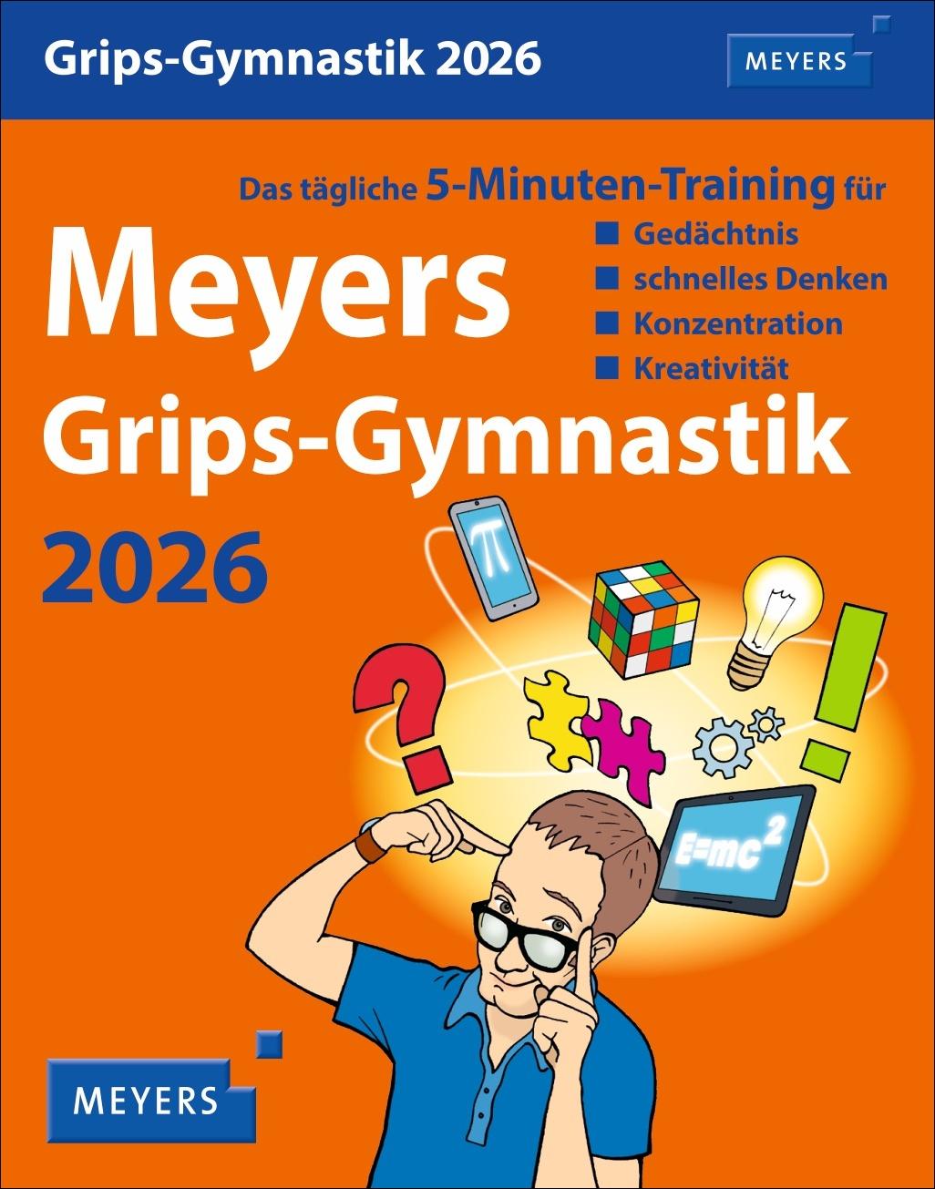 Vorderes Coverbild Meyers Grips-Gymnastik Tagesabreißkalender 2026 - Das tägliche 5-Minuten-Training für Gedächtnis, schnelles Denken, Konzentration, Kreativität