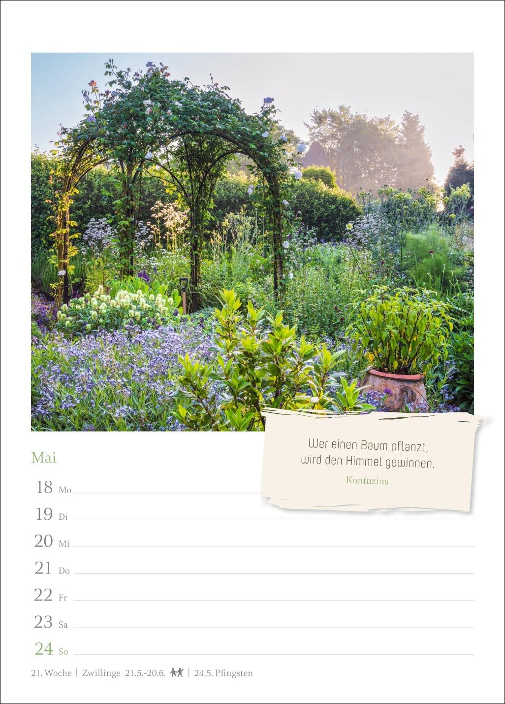 Beispielinhalt (Bild) Zauberhafte Gärten Wochenkalender 2026 - mit Zitaten