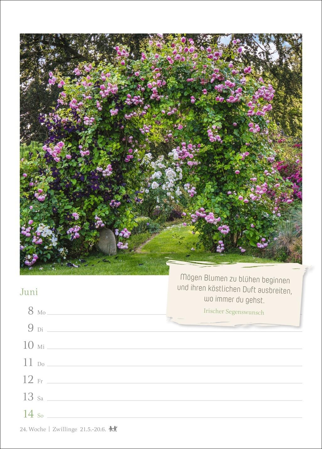 Beispielinhalt (Bild) Zauberhafte Gärten Wochenkalender 2026 - mit Zitaten