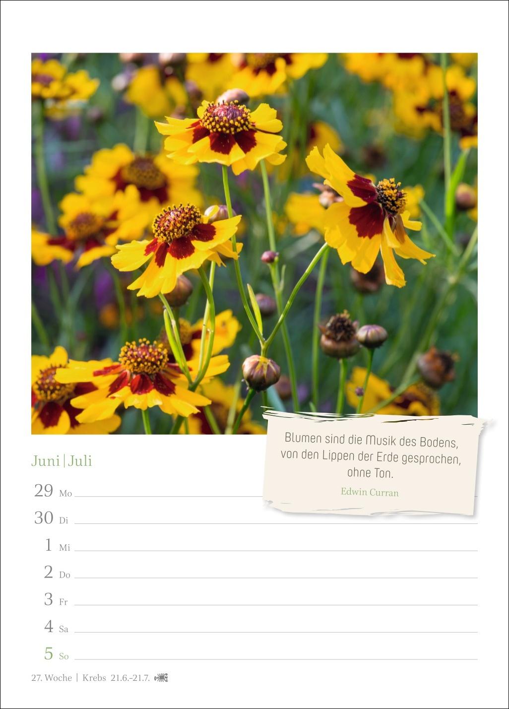 Beispielinhalt (Bild) Zauberhafte Gärten Wochenkalender 2026 - mit Zitaten