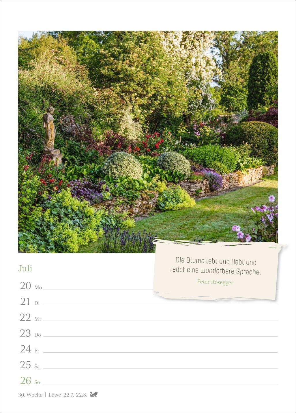 Beispielinhalt (Bild) Zauberhafte Gärten Wochenkalender 2026 - mit Zitaten