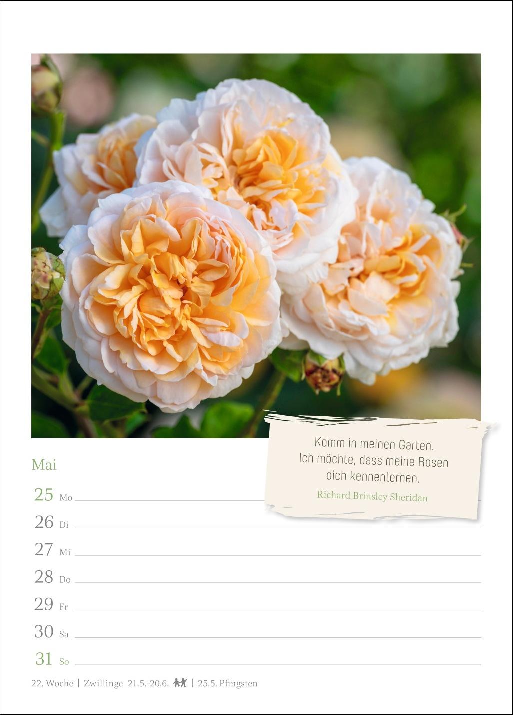 Beispielinhalt (Bild) Zauberhafte Gärten Wochenkalender 2026 - mit Zitaten