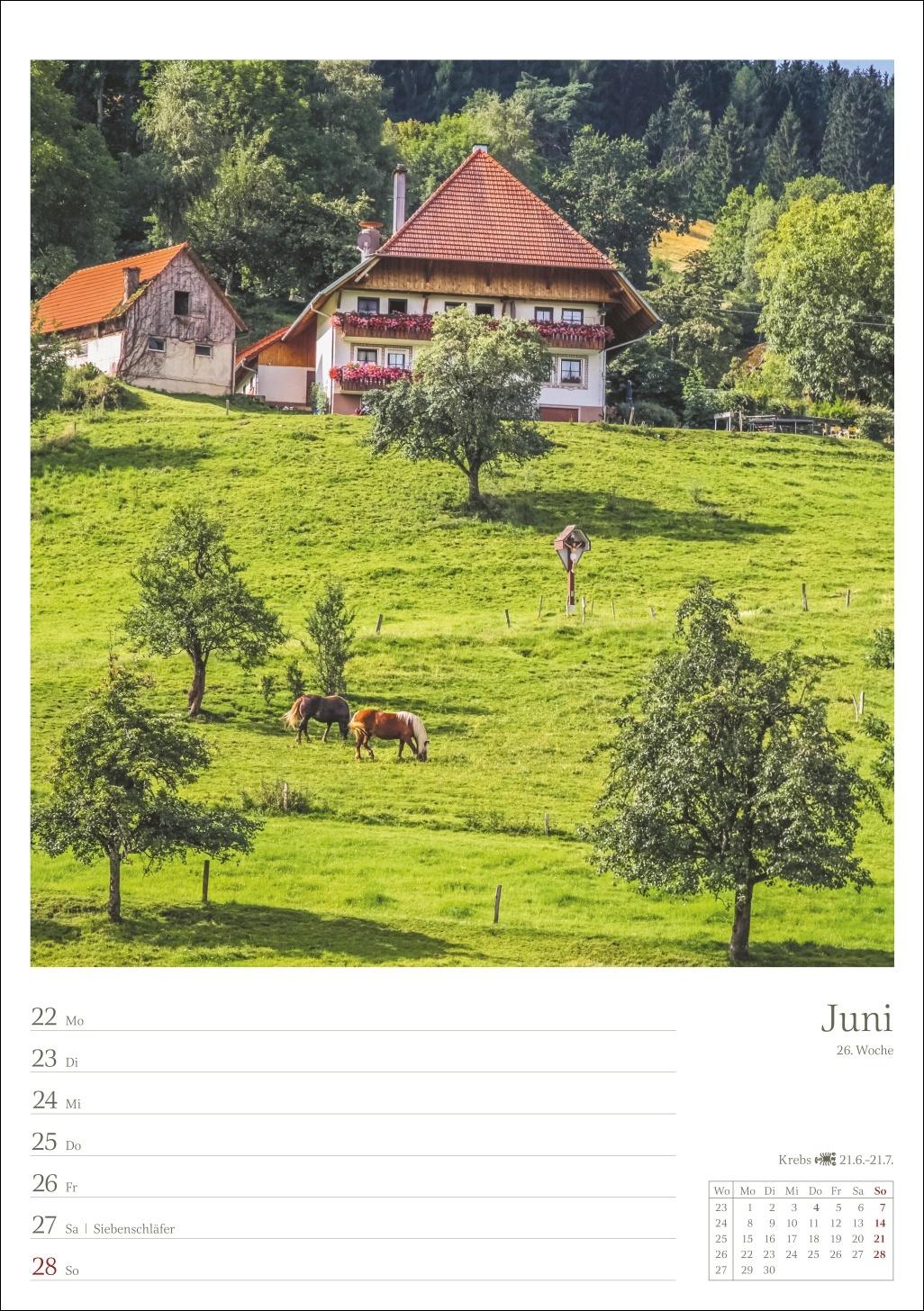 Beispielinhalt (Bild) Landleben Wochenplaner 2026 - 53 Blatt mit Weisheit der Woche auf der Rückseite