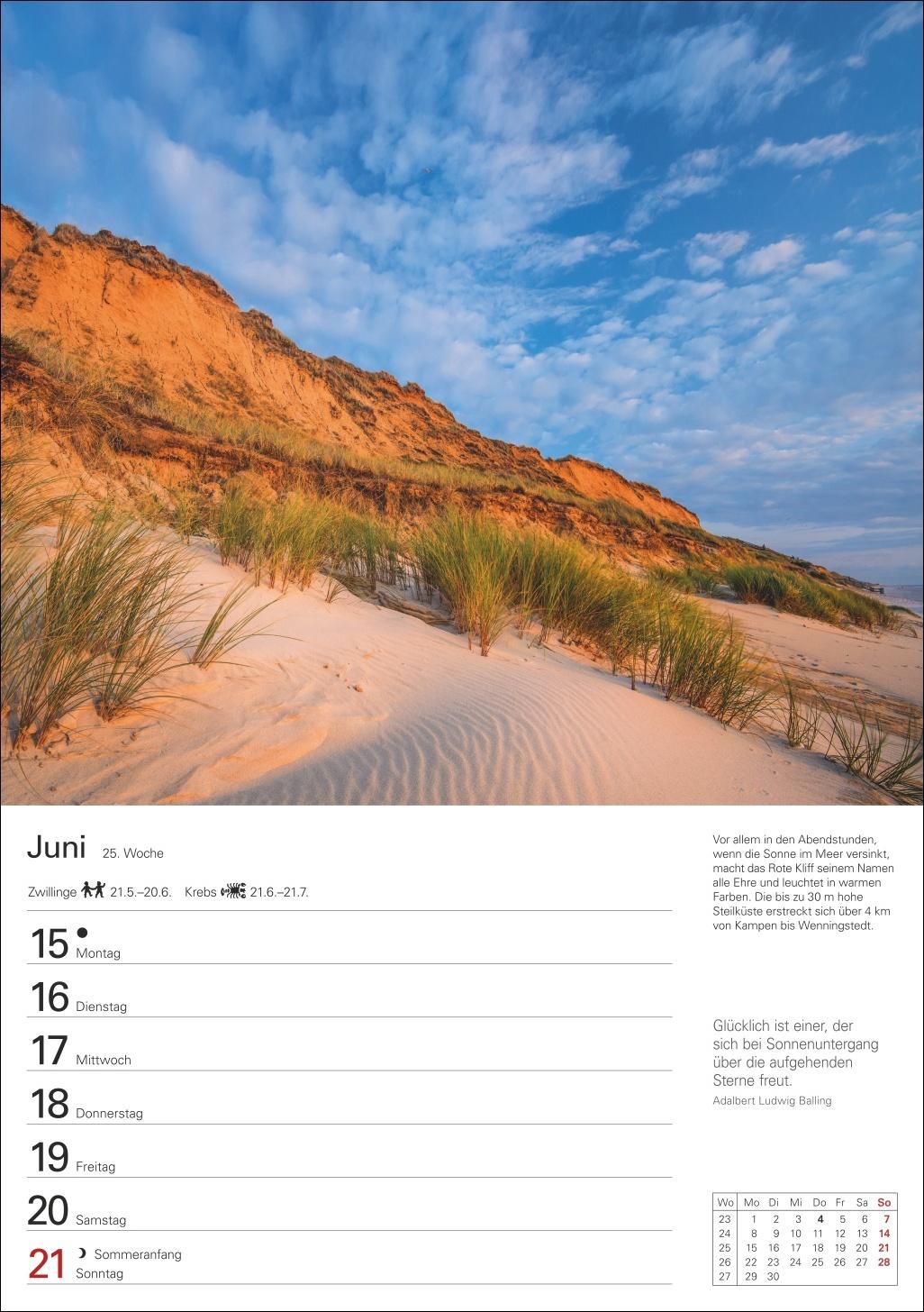 Beispielinhalt (Bild) Sylt Wochenplaner 2026 - Eine Reise in 53 Bildern
