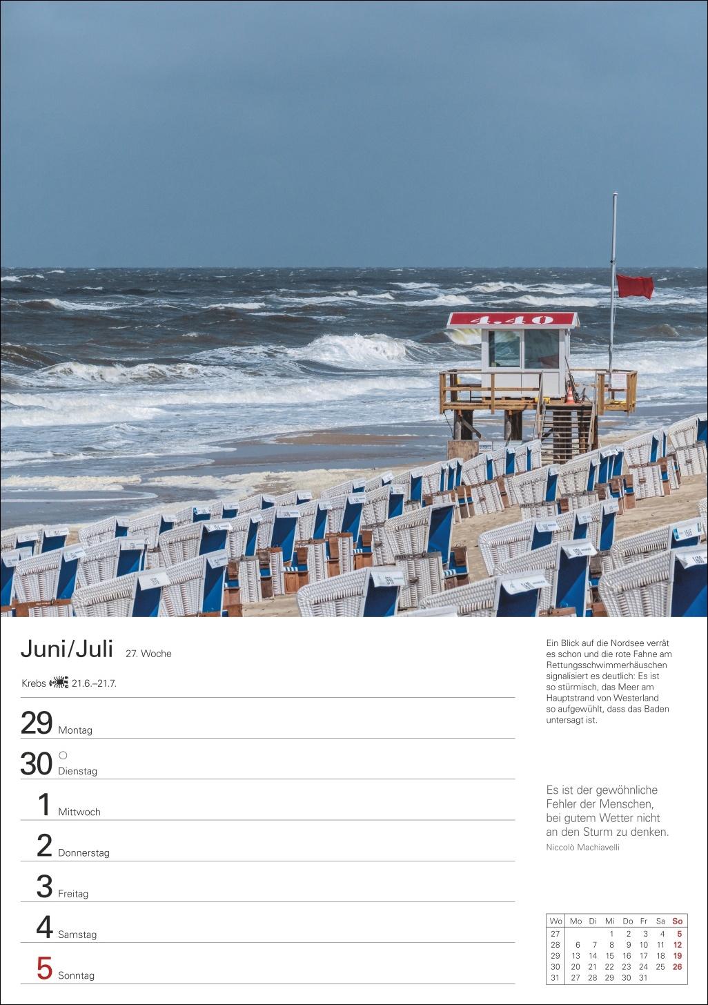 Beispielinhalt (Bild) Sylt Wochenplaner 2026 - Eine Reise in 53 Bildern