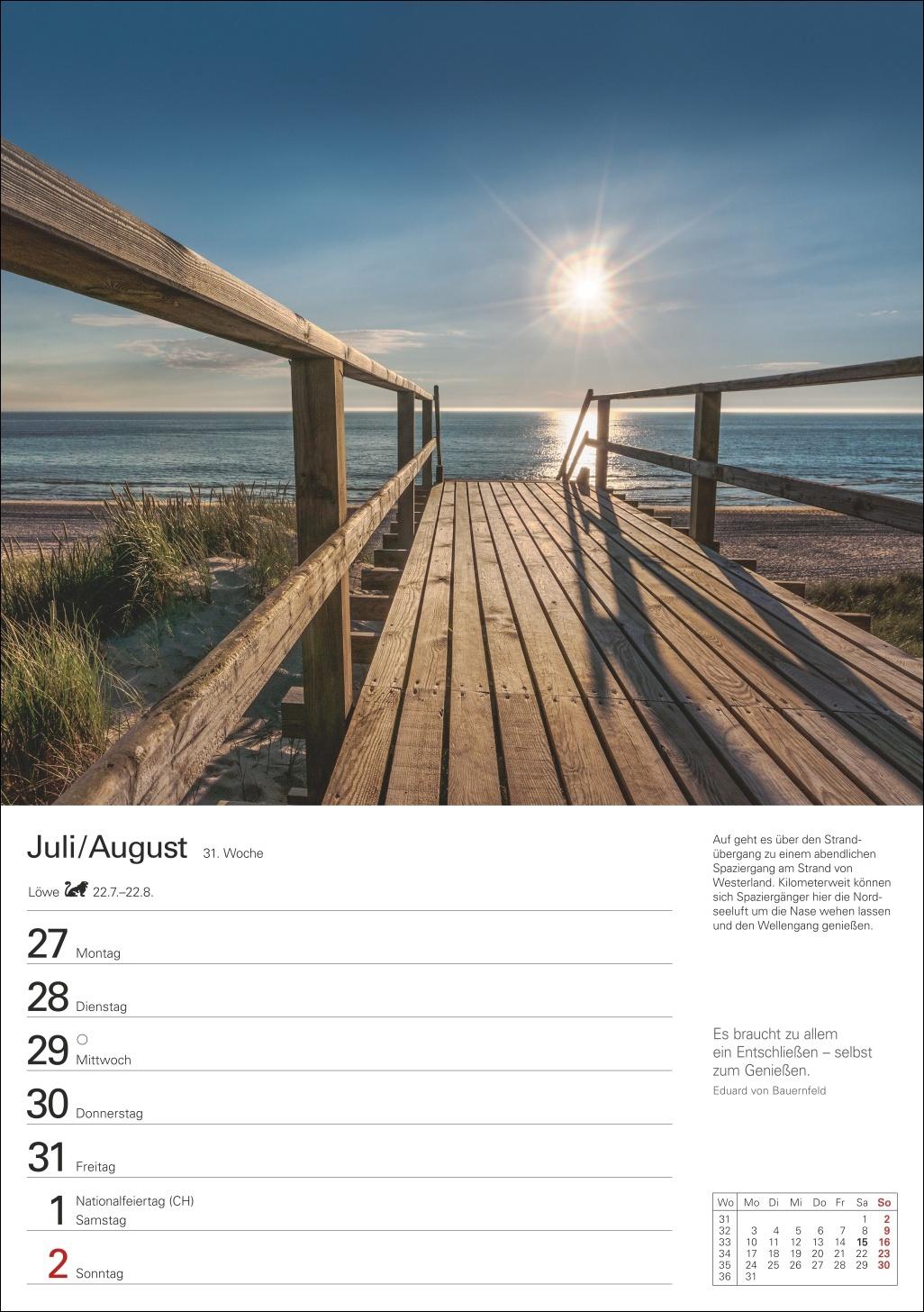 Beispielinhalt (Bild) Sylt Wochenplaner 2026 - Eine Reise in 53 Bildern