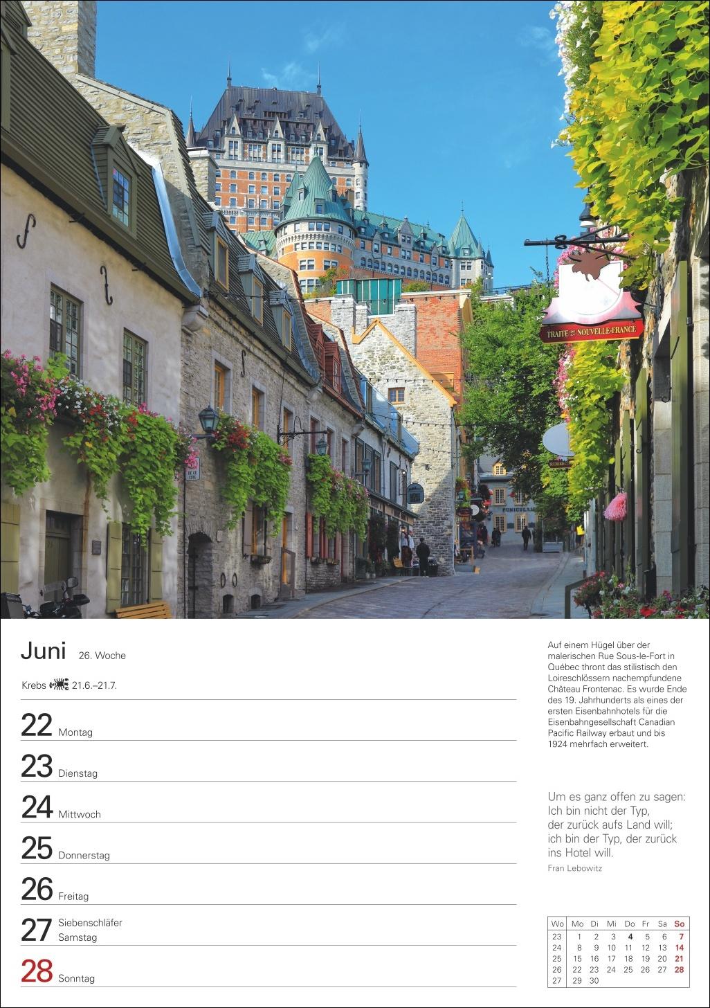 Beispielinhalt (Bild) Kanada Wochenplaner 2026 - Eine Reise in 53 Bildern