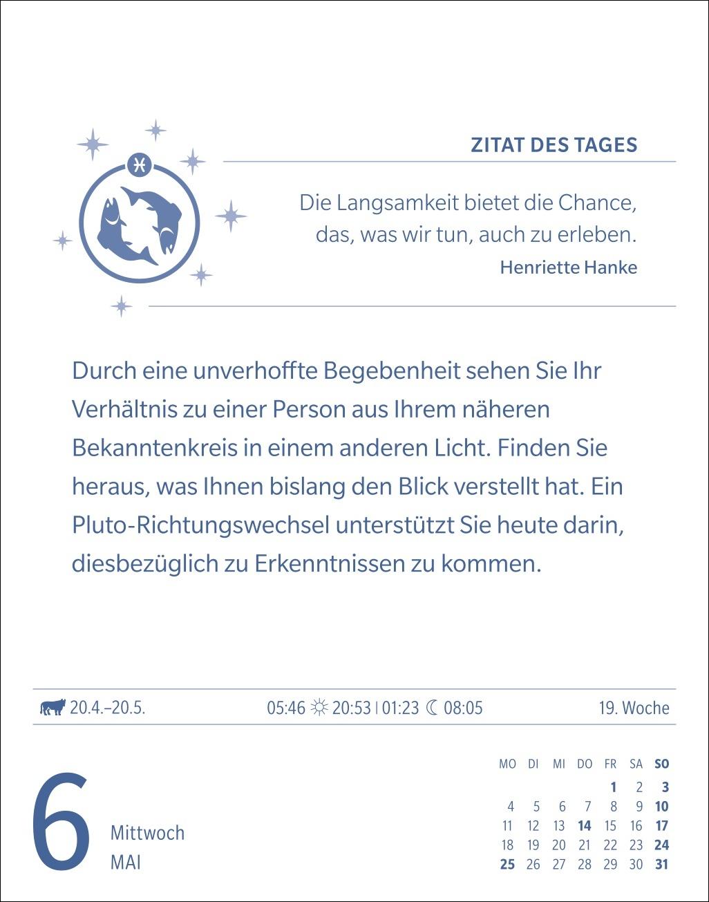 Beispielinhalt (Bild) Fische Sternzeichenkalender 2026 - Tagesabreißkalender - Ihr Horoskop für jeden Tag