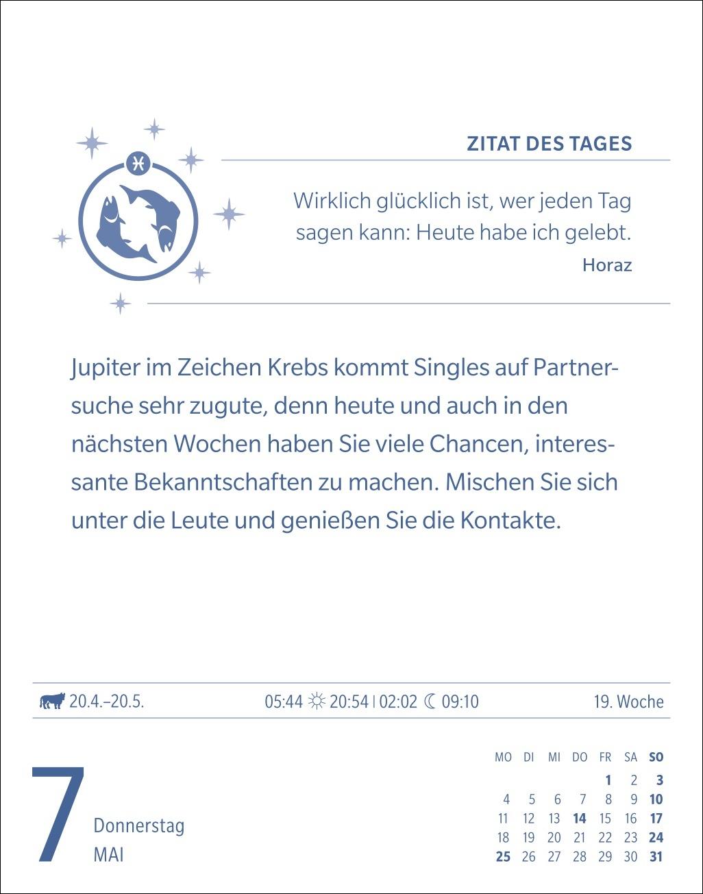 Beispielinhalt (Bild) Fische Sternzeichenkalender 2026 - Tagesabreißkalender - Ihr Horoskop für jeden Tag