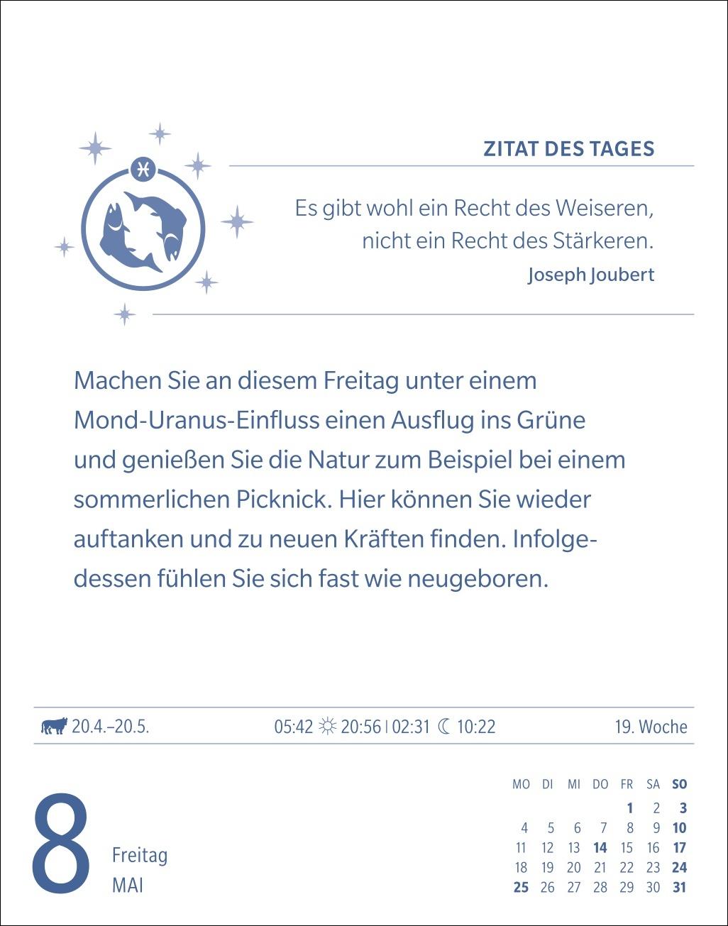 Beispielinhalt (Bild) Fische Sternzeichenkalender 2026 - Tagesabreißkalender - Ihr Horoskop für jeden Tag