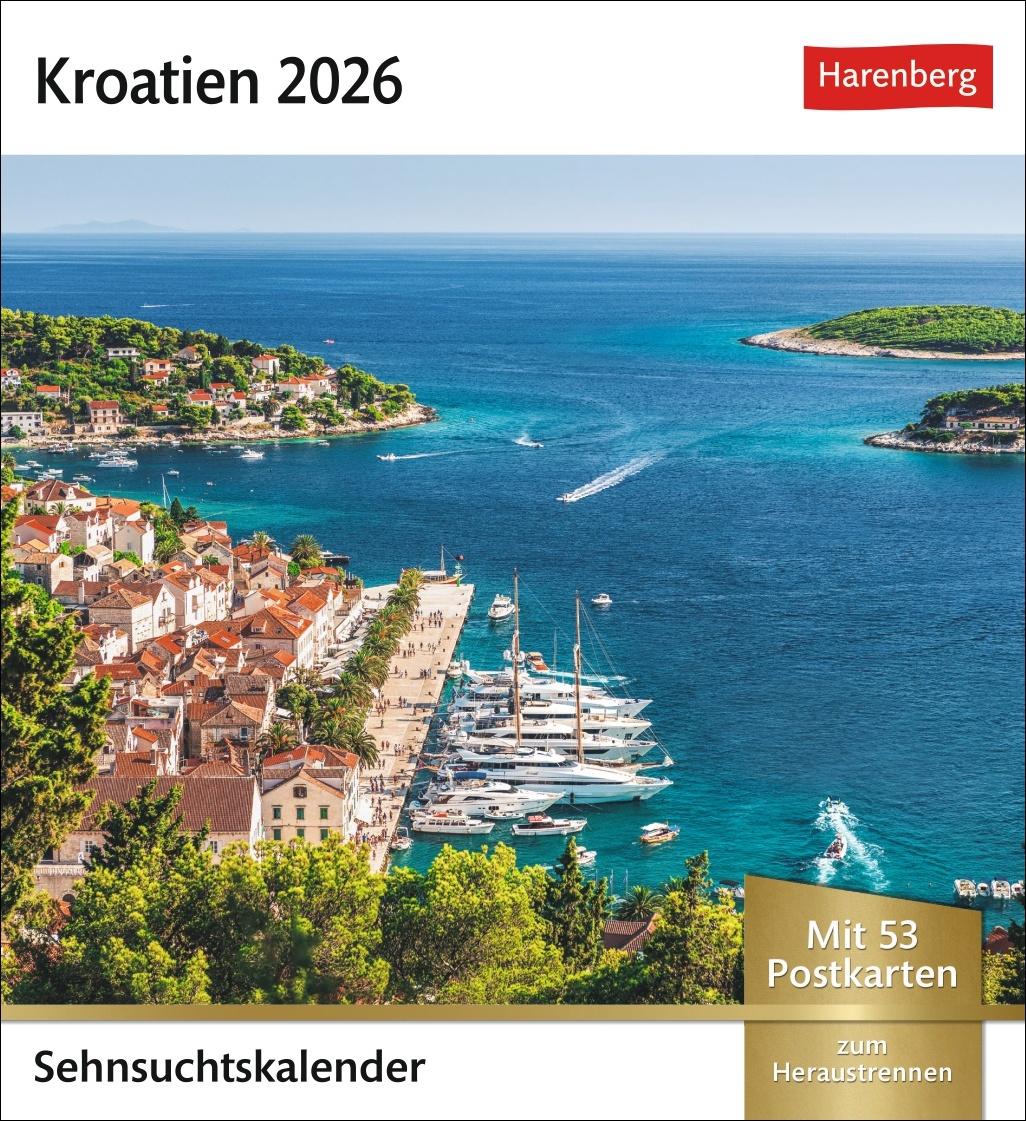 Vorderes Coverbild Kroatien Sehnsuchtskalender 2026 - Wochenkalender mit 53 Postkarten