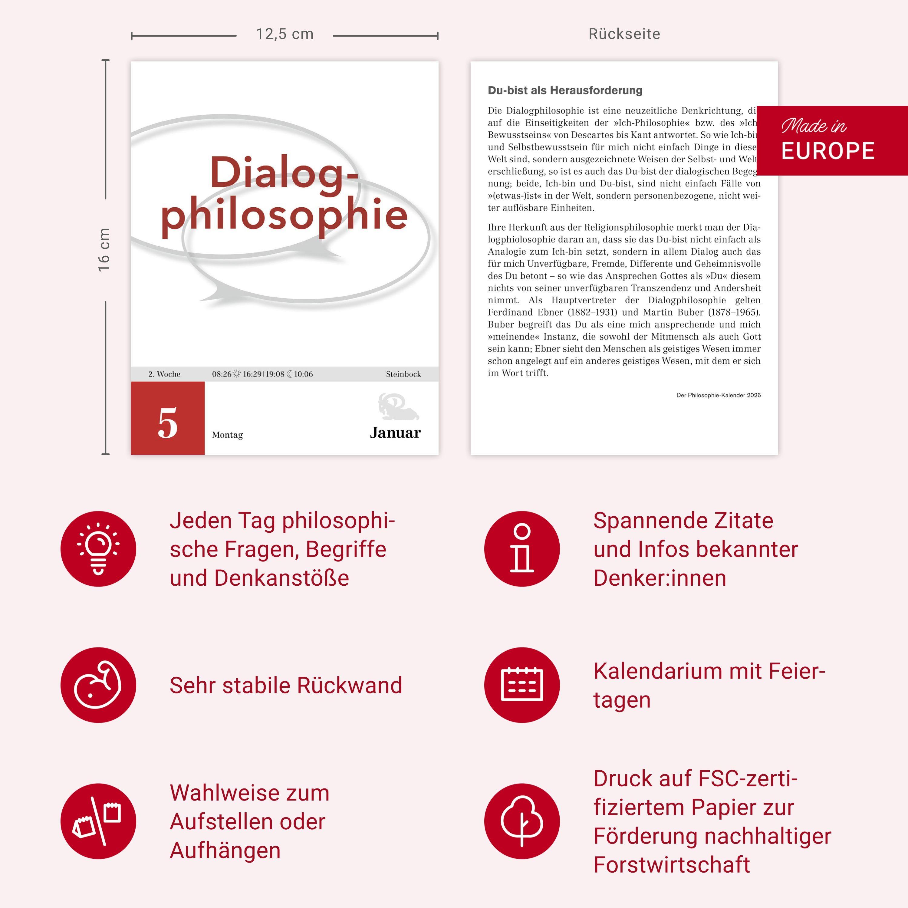 Beispielinhalt (Bild) Der Philosophie-Kalender Tagesabreißkalender 2026