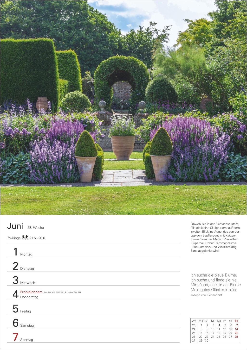 Beispielinhalt (Bild) Gartenparadiese Wochenplaner 2026 - 53 stimmungsvolle Fotografien