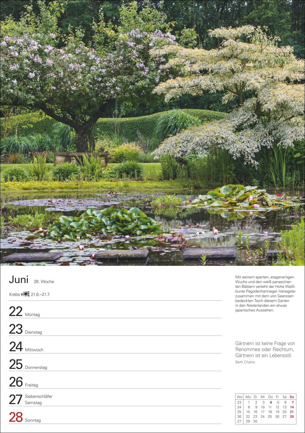 Beispielinhalt (Bild) Gartenparadiese Wochenplaner 2026 - 53 stimmungsvolle Fotografien