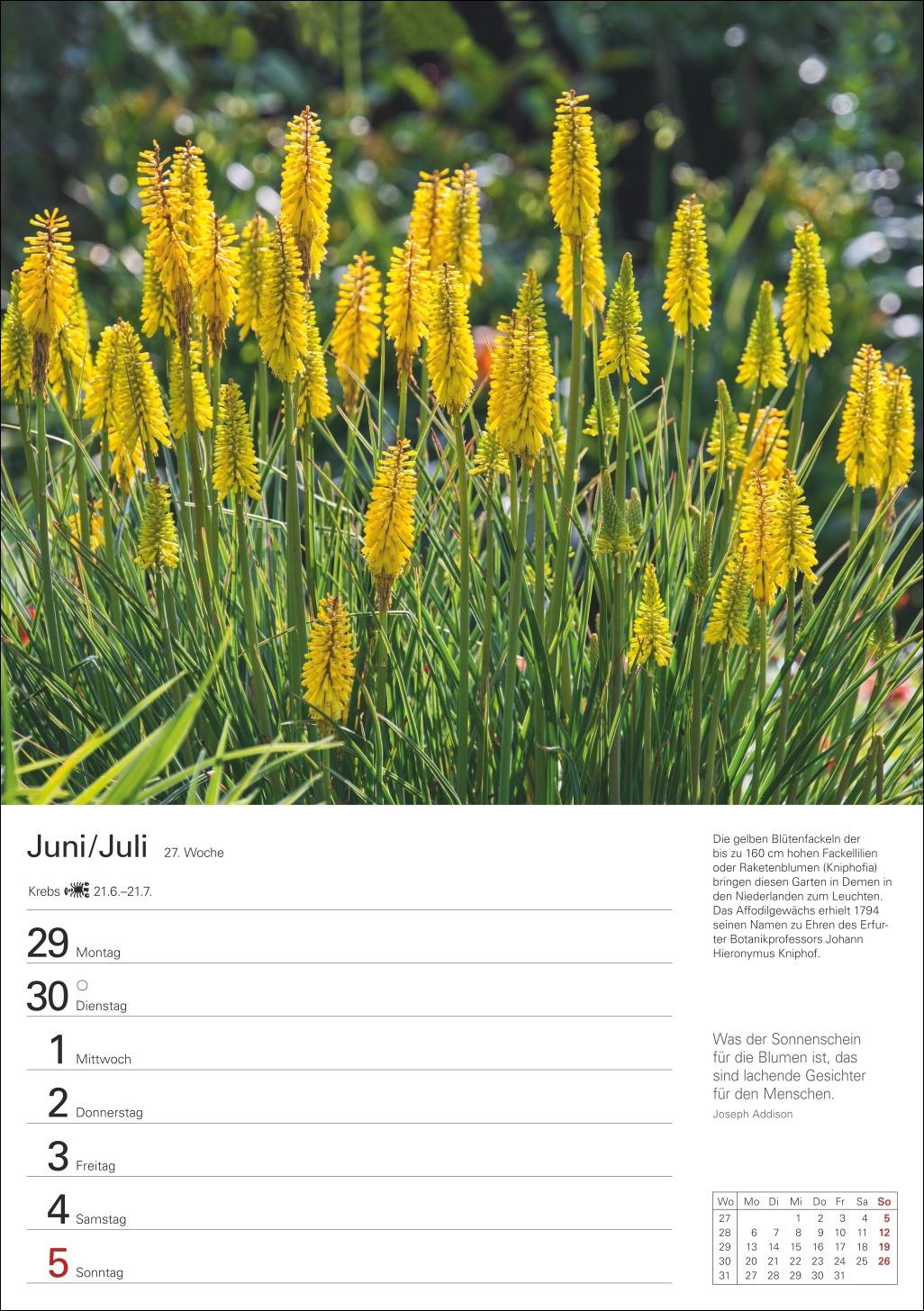 Beispielinhalt (Bild) Gartenparadiese Wochenplaner 2026 - 53 stimmungsvolle Fotografien