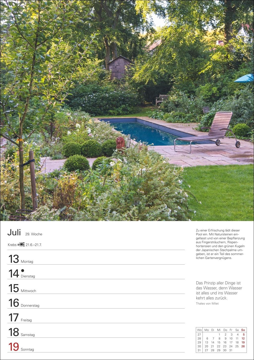 Beispielinhalt (Bild) Gartenparadiese Wochenplaner 2026 - 53 stimmungsvolle Fotografien