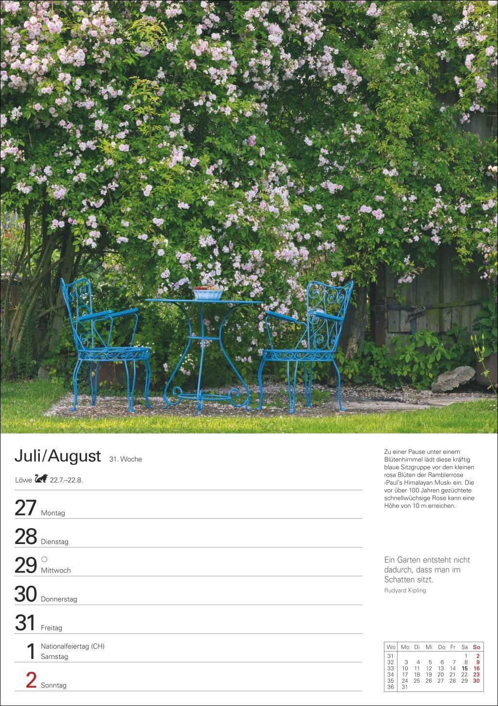 Beispielinhalt (Bild) Gartenparadiese Wochenplaner 2026 - 53 stimmungsvolle Fotografien