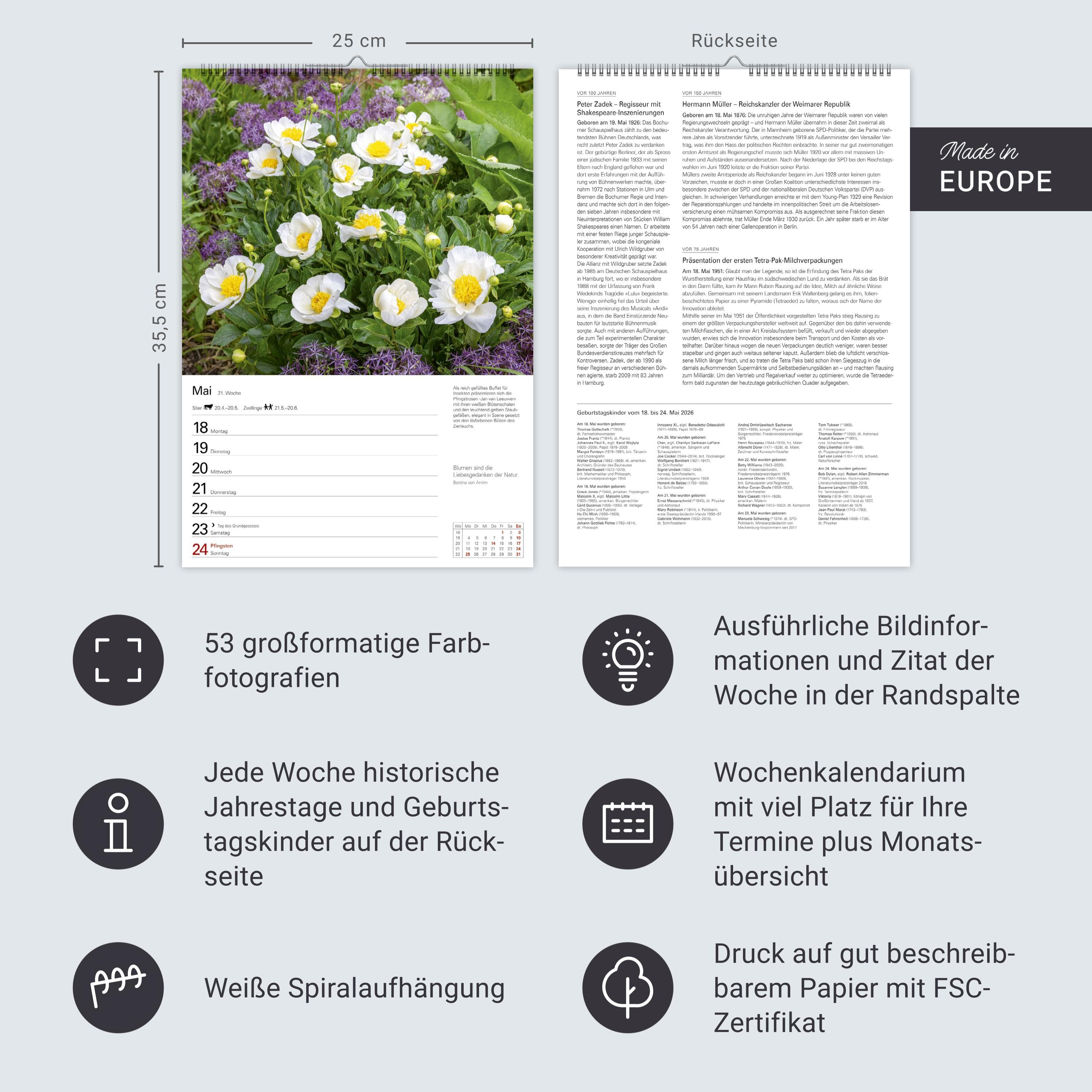 Beispielinhalt (Bild) Gartenparadiese Wochenplaner 2026 - 53 stimmungsvolle Fotografien