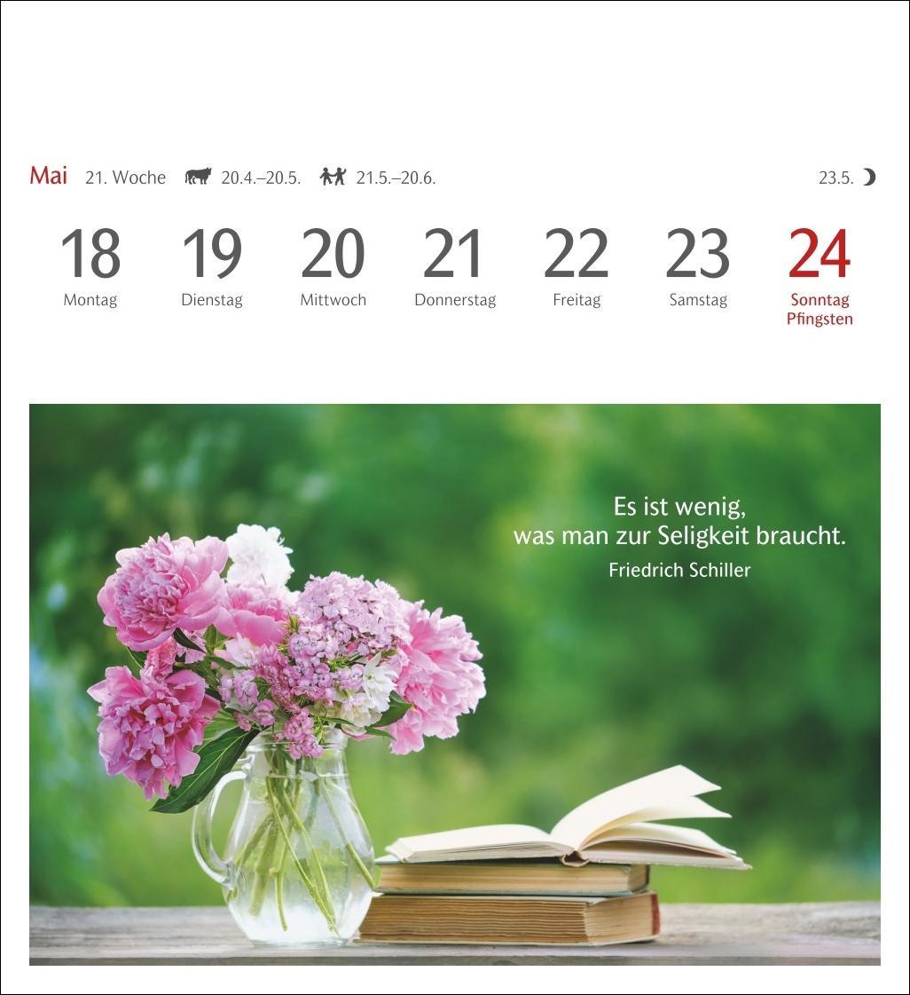 Beispielinhalt (Bild) Momente des Glücks Postkartenkalender 2026 - Wochenkalender mit Zitaten, mit 53 Postkarten