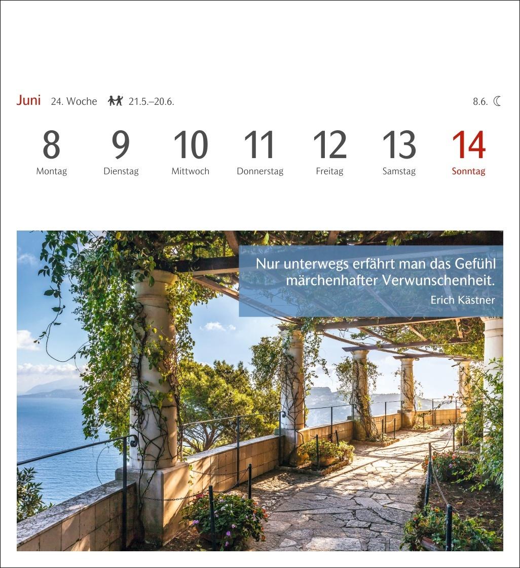 Beispielinhalt (Bild) Momente des Glücks Postkartenkalender 2026 - Wochenkalender mit Zitaten, mit 53 Postkarten