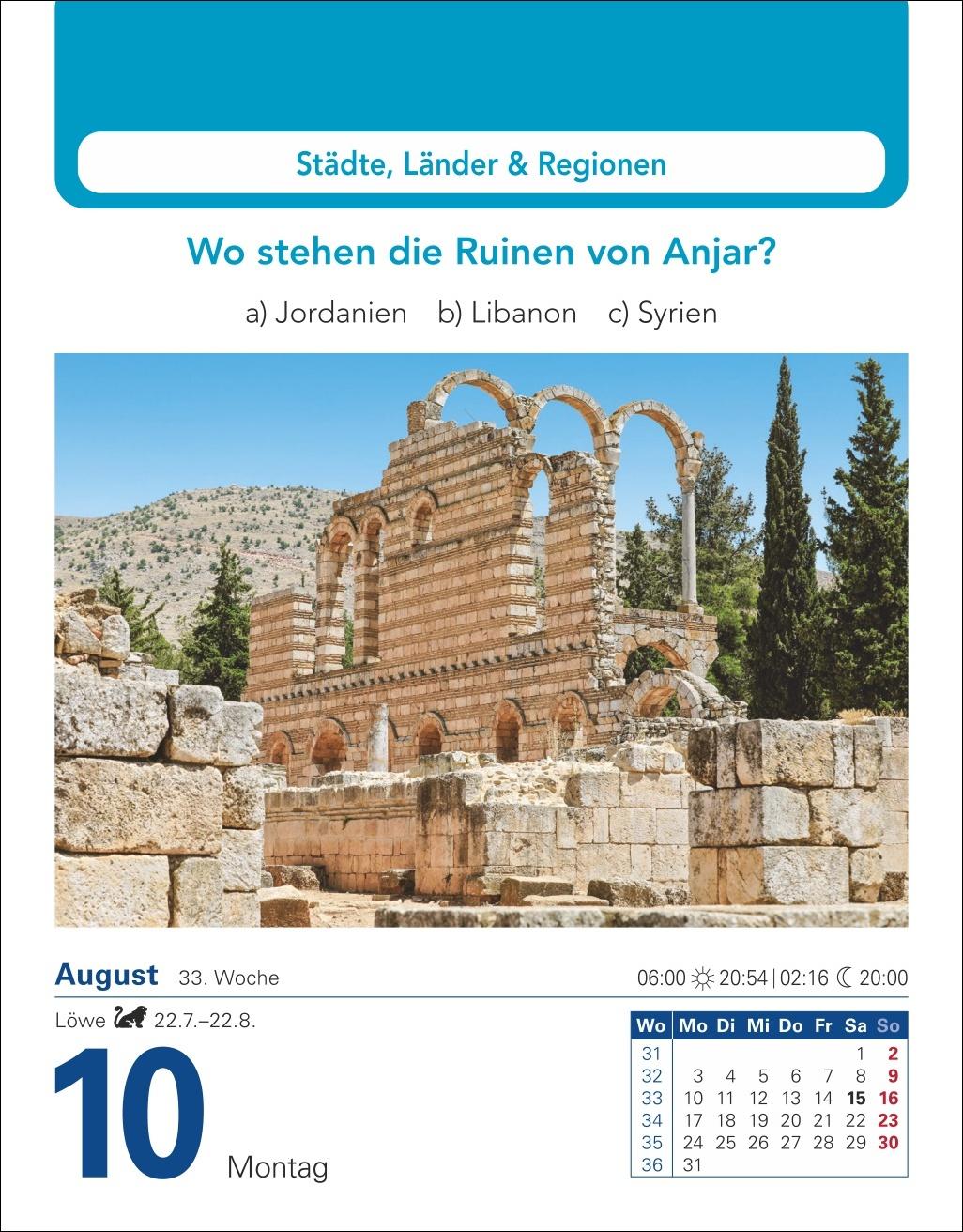 Beispielinhalt (Bild) Allgemeinbildung Tagesabreißkalender 2026 - Das tägliche Wissens-Quiz